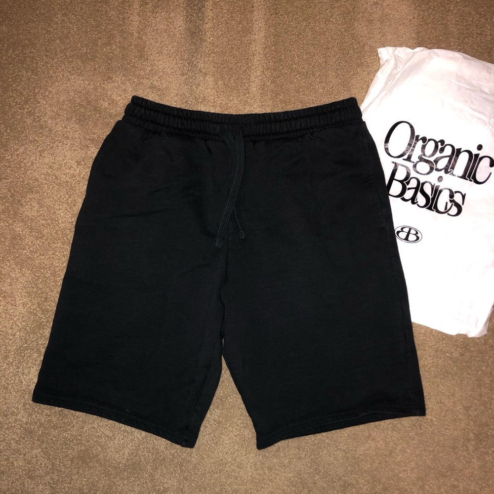 GOTS Organic Basics Weekend Shorts. Size Medium. Black Color.